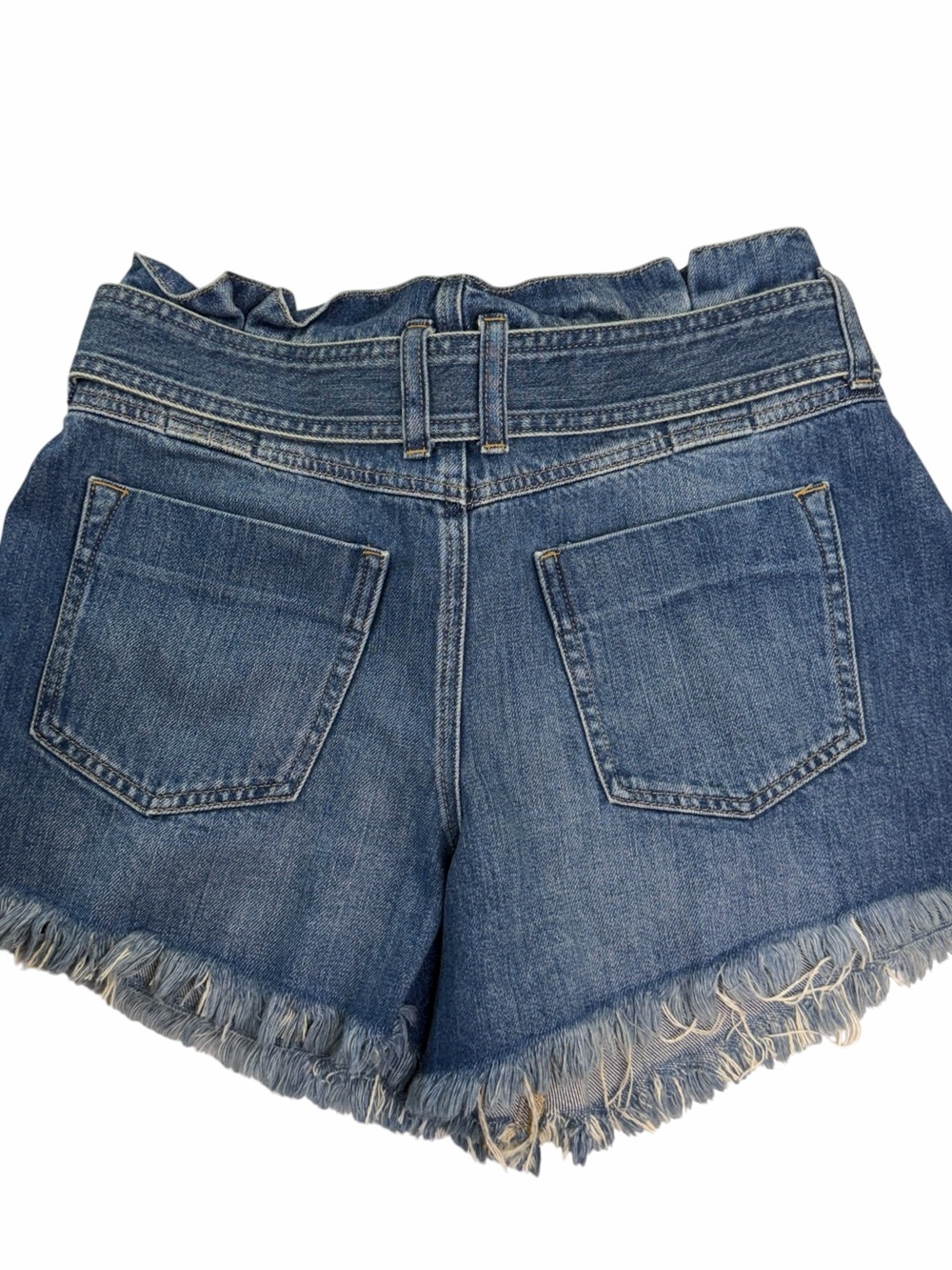 Free People We The Free Indigo Blue Paperbag Denim Shorts with Belt - Picture 4 of 5